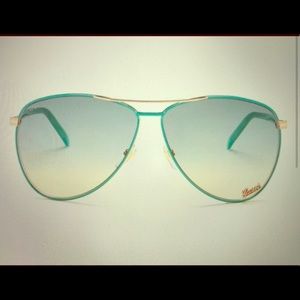 Gucci Turquoise Gold 4209 Aviator Gold Logo